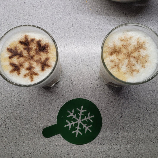 Holiday Coffee Stencil Set (Snowflake + Tree)