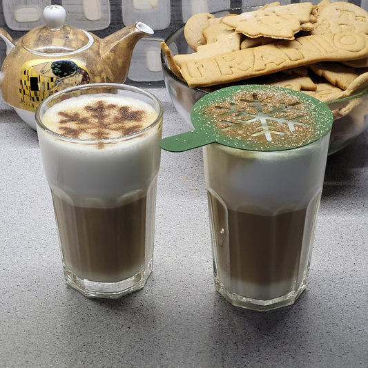 Holiday Coffee Stencil Set (Snowflake + Tree)