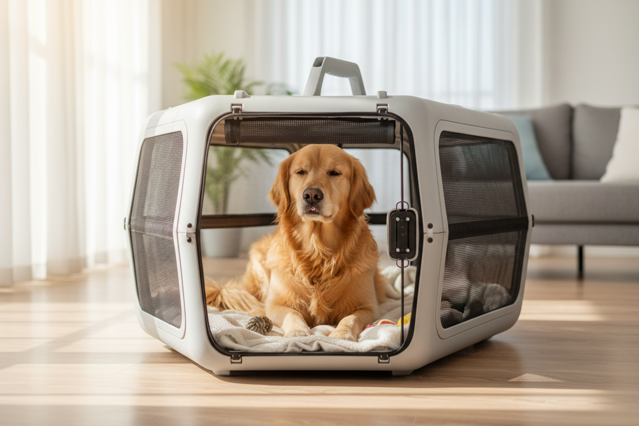 Pet Transportation, dog in a cage
